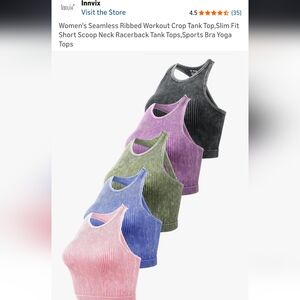 Women’s Ribbed Crop Tank Top - Pink, Blue, Green, Purple, Black